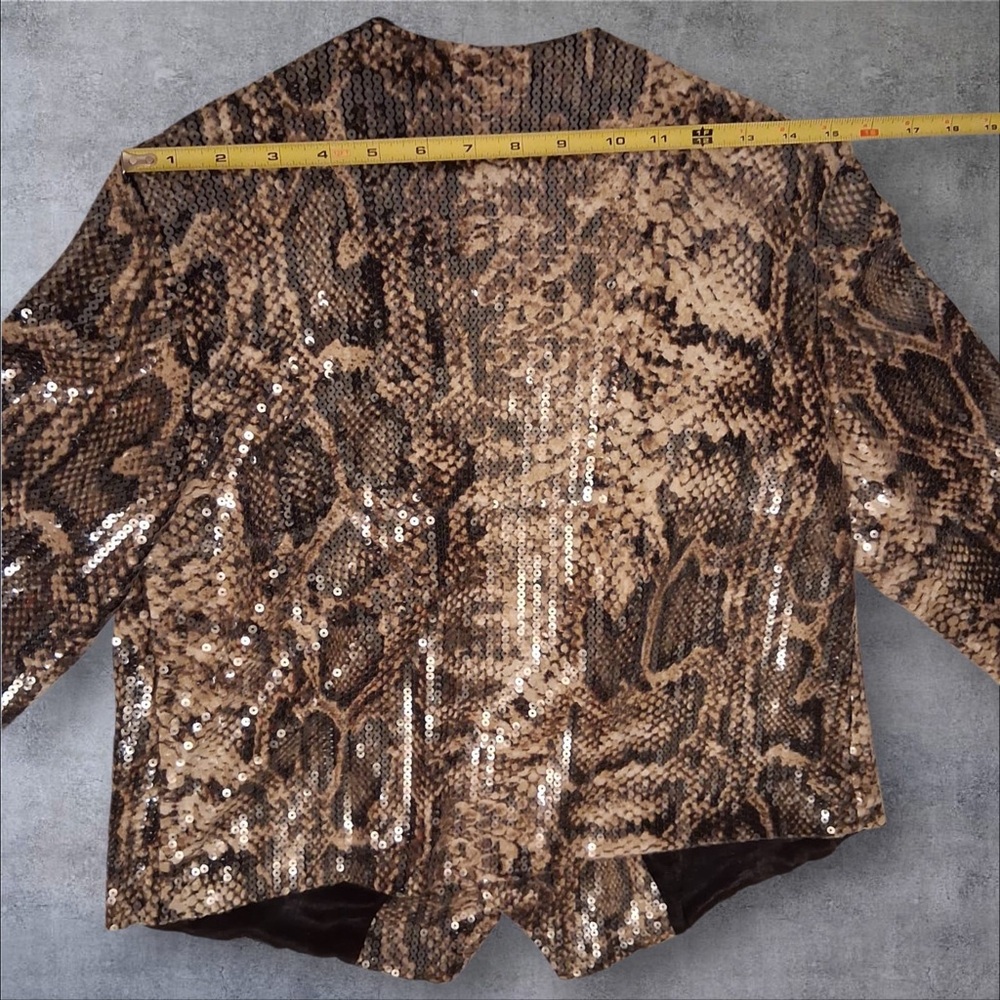 FRENCH CONNECTION Sequin Snake Print Drape Jacket/Blazer Women Size 10 - Picture 10 of 10